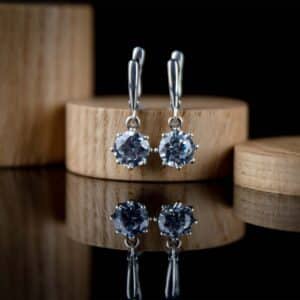 Handmade earrings with zircon