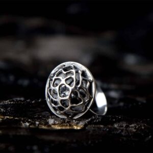 Handmade ring with a moving spider inside
